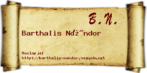 Barthalis Nándor névjegykártya