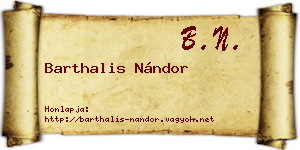 Barthalis Nándor névjegykártya